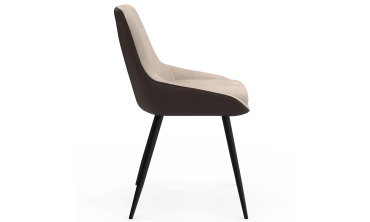 Chaises Ornella bi-matière taupe et marron pieds métal noirs - lot de 6