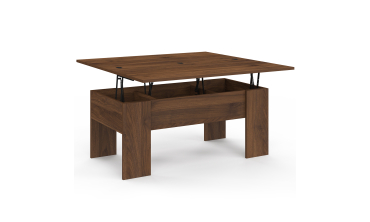 Table basse relevable et dépliante effet noyer