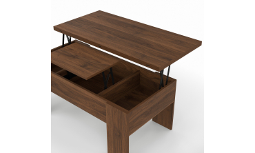 Table basse relevable et dépliante effet noyer