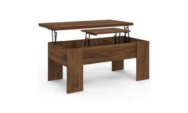 Table basse relevable et dépliante effet noyer