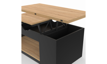 Table basse Elina relevable bois et noire