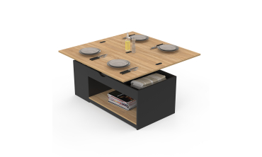 Table basse Elina relevable bois et noire