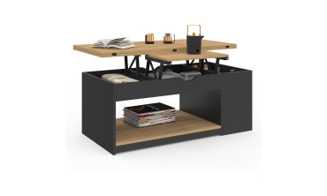 Table basse Elina relevable bois et noire