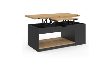Table basse Elina relevable bois et noire