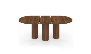 Table à manger extensible Albane 160-200cm 3 pieds pylône effet noyer