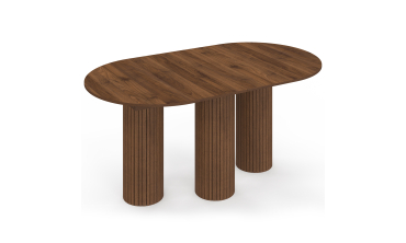 Table à manger extensible Albane 160-200cm 3 pieds pylône effet noyer