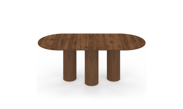 Table à manger extensible Albane 160-200cm 3 pieds pylône effet noyer