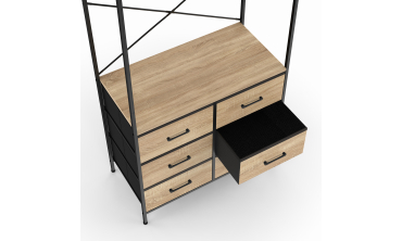 Dressing Iris penderie et 6 tiroirs bois et noir