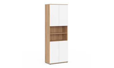 Armoire salle de bain Tom effet hêtre 4 portes blanches