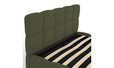 Lit coffre Bubble 140x190cm bouclette vert kaki