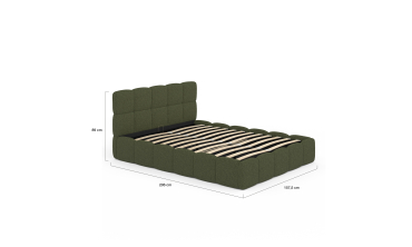 Lit coffre Bubble 140x190cm bouclette vert kaki