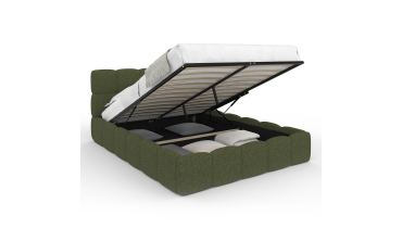 Lit coffre Bubble 140x190cm bouclette vert kaki