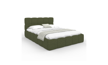 Lit coffre Bubble 140x190cm bouclette vert kaki