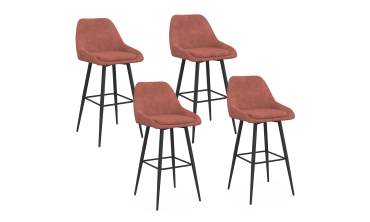 Tabourets de bar Olivia assise velours terracotta pieds métal - lot de 4