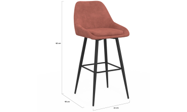 Tabourets de bar Olivia assise velours terracotta pieds métal - lot de 4