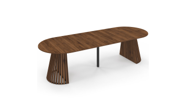 Table à manger ronde extensible Camélia Ø110-300cm effet noyer