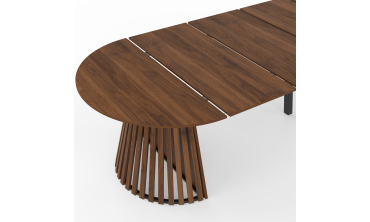 Table à manger ronde extensible Camélia Ø110-300cm effet noyer