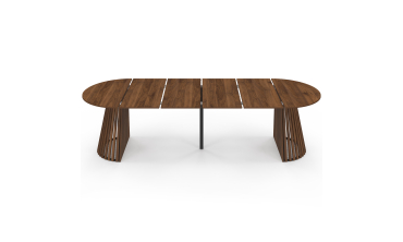 Table à manger ronde extensible Camélia Ø110-300cm effet noyer