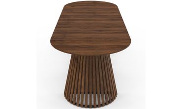 Table à manger ronde extensible Camélia Ø110-300cm effet noyer