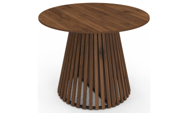 Table à manger ronde extensible Camélia Ø110-300cm effet noyer