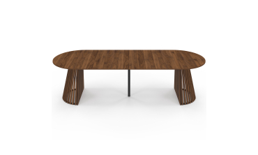 Table à manger ronde extensible Camélia Ø110-300cm effet noyer