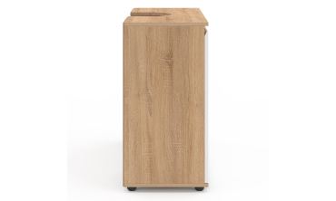 Meuble sous vasque Tom effet hêtre placards blancs