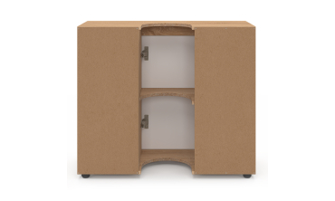 Meuble sous vasque Tom effet hêtre placards blancs