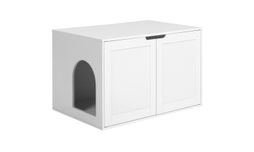 Maison de toilette pour chat blanche litière intégrée