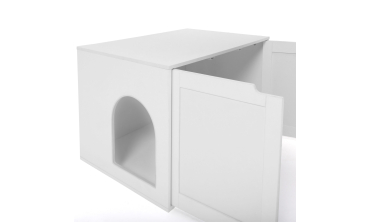 Maison de toilette pour chat blanche litière intégrée