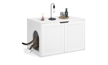 Maison de toilette pour chat blanche litière intégrée