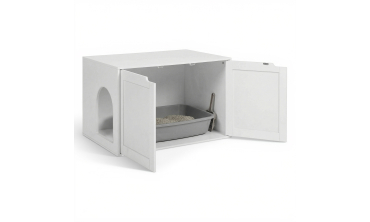 Maison de toilette pour chat blanche litière intégrée