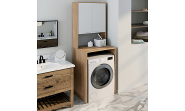 Meuble dessus machine à laver Will blanc et bois