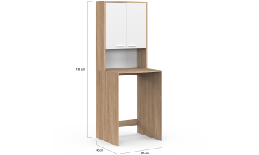 Meuble dessus machine à laver Will blanc et bois