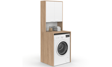 Meuble dessus machine à laver Will blanc et bois