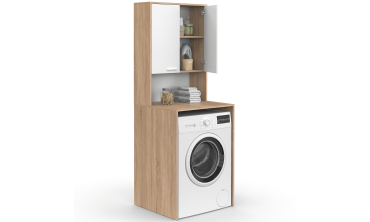 Meuble dessus machine à laver Will blanc et bois