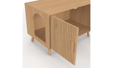 Maison de toilette lattes pour chat litière intégrée