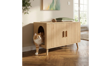 Maison de toilette lattes pour chat litière intégrée