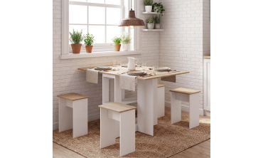 Ensemble repas Andy table pliante et 4 tabourets