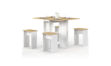 Ensemble repas Andy table pliante et 4 tabourets