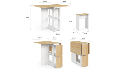 Ensemble repas Andy table pliante et 4 tabourets