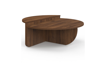 Tables basses rondes asymétriques effet bois noyer