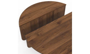 Tables basses rondes asymétriques effet bois noyer