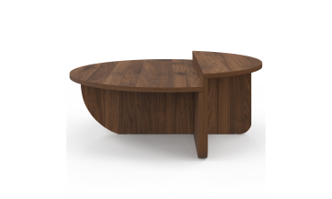 Tables basses rondes asymétriques effet bois noyer