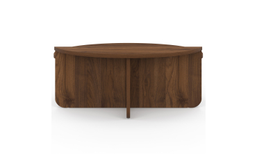 Tables basses rondes asymétriques effet bois noyer