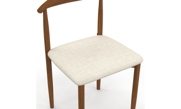 Chaises Adam tissu beige pieds effet bois noyer - lot de 6