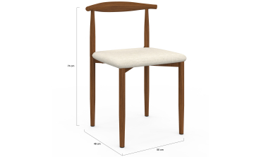 Chaises Adam tissu beige pieds effet bois noyer - lot de 6