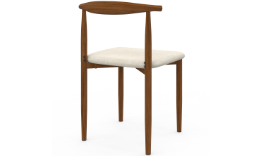 Chaises Adam tissu beige pieds effet bois noyer - lot de 6