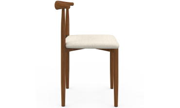 Chaises Adam tissu beige pieds effet bois noyer - lot de 6