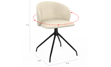 Chaises Léona pivotantes velours crème pieds métal - lot de 4