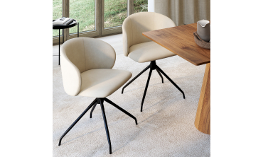 Chaises Léona pivotantes velours crème pieds métal - lot de 4